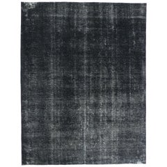 Distressed Vintage Turkish Dark Charcoal Rug with Industrial Steampunk Style