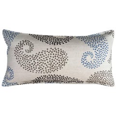 Charcoal Paisley on Wheat Cotton Linen Pillow