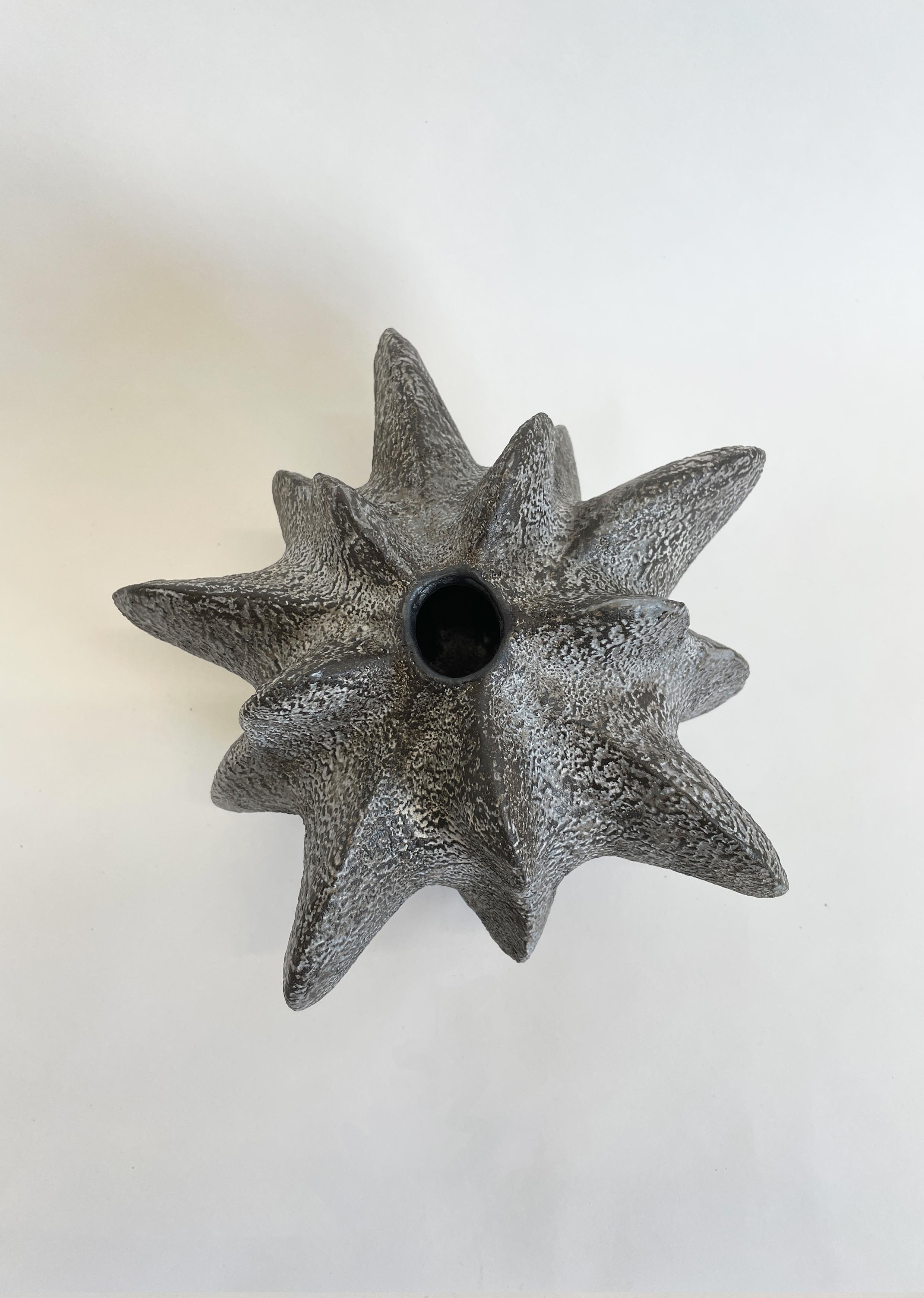 Charcoal petal gourd I by Julie Nelson
One Of A Kind
Dimensions: D 28 x H 22 cm
Materials: Ceramic stoneware and porcelain

Artist Julie Nelson uses the materiality of clay as a means to explore naturally occurring patterns and