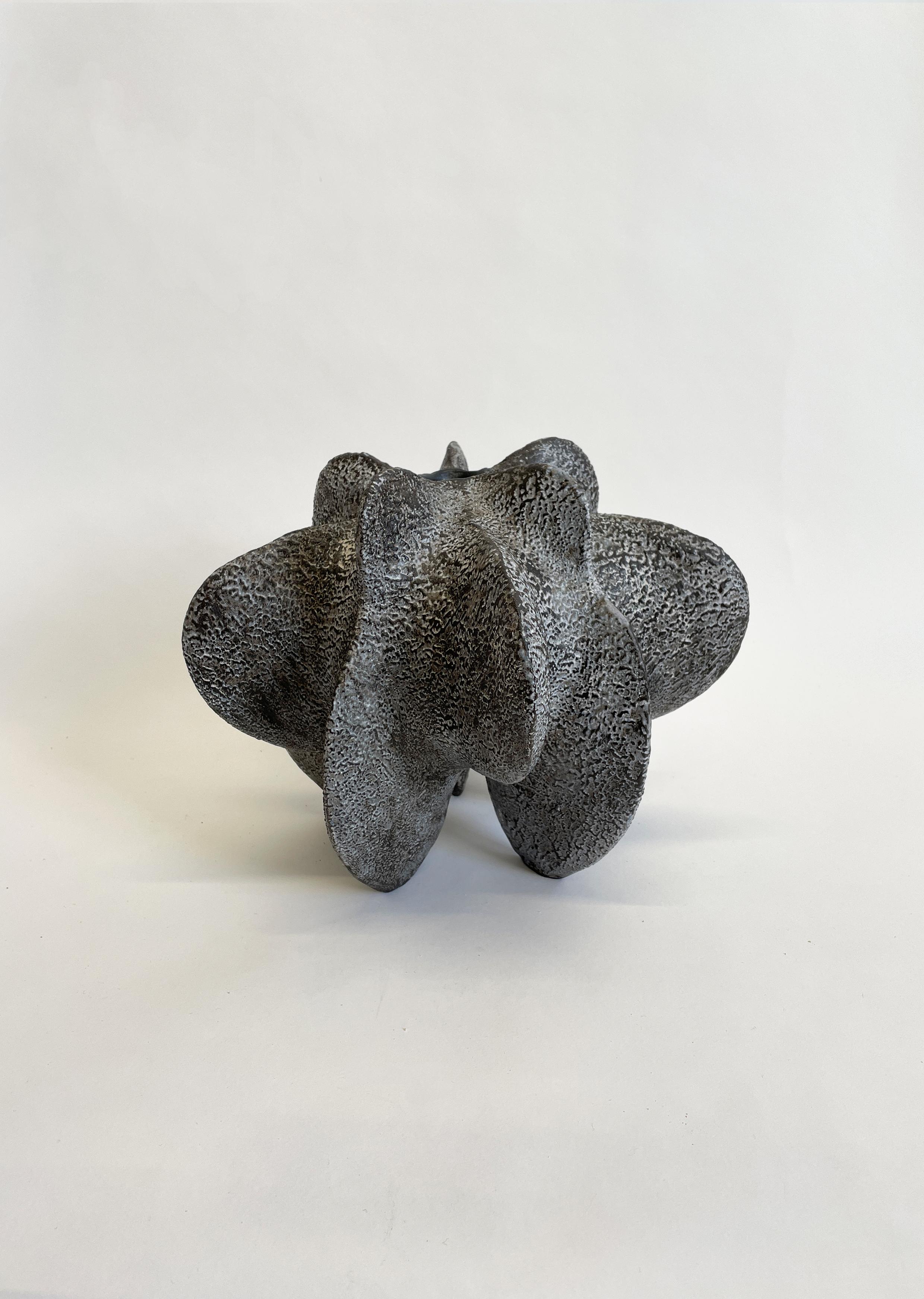 Ceramic Charcoal Petal Gourd I by Julie Nelson For Sale