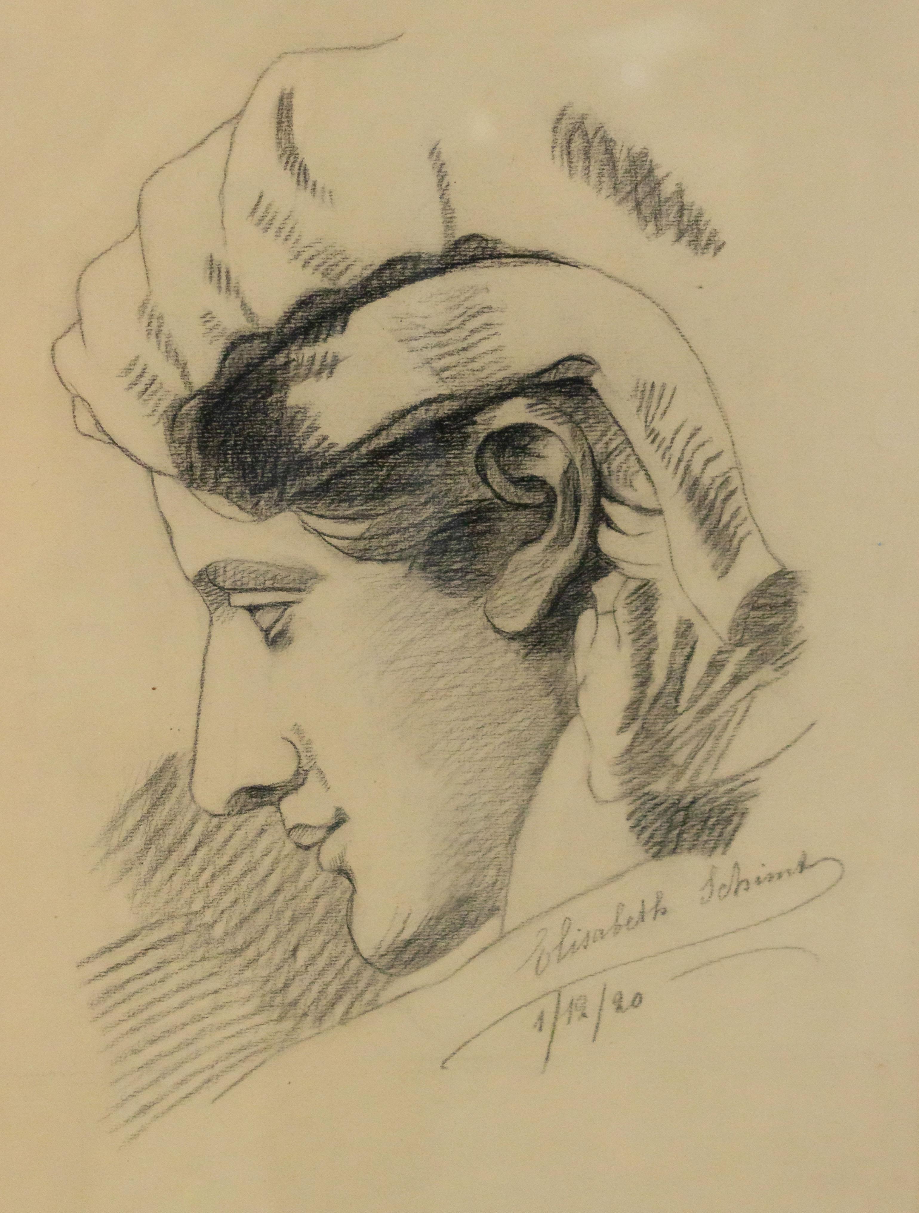 Charcoal Portrait of a Woman In Good Condition For Sale In New York, NY