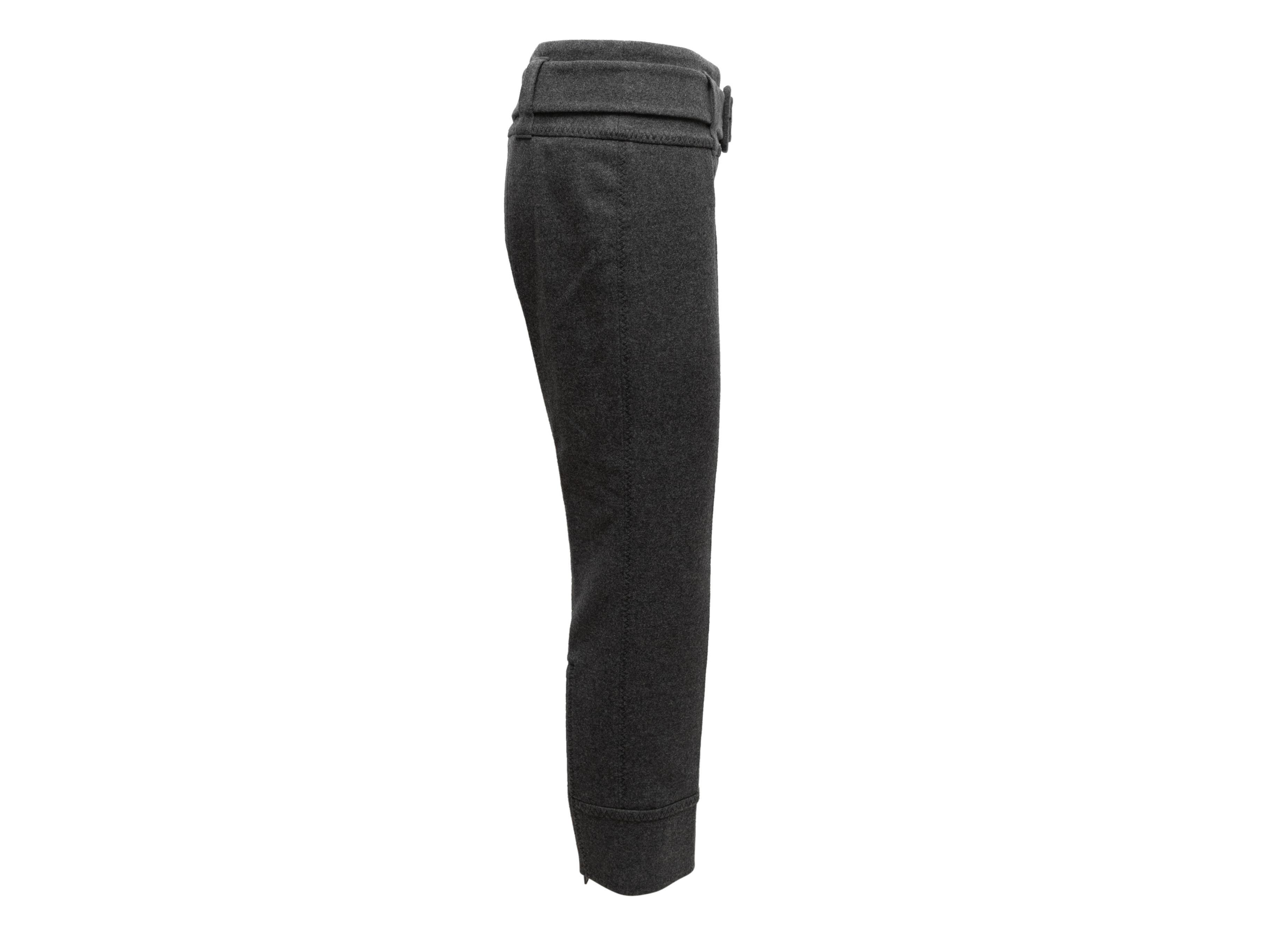 Charcoal Prada Virgin Wool Belted Pants Size IT 44 For Sale 1
