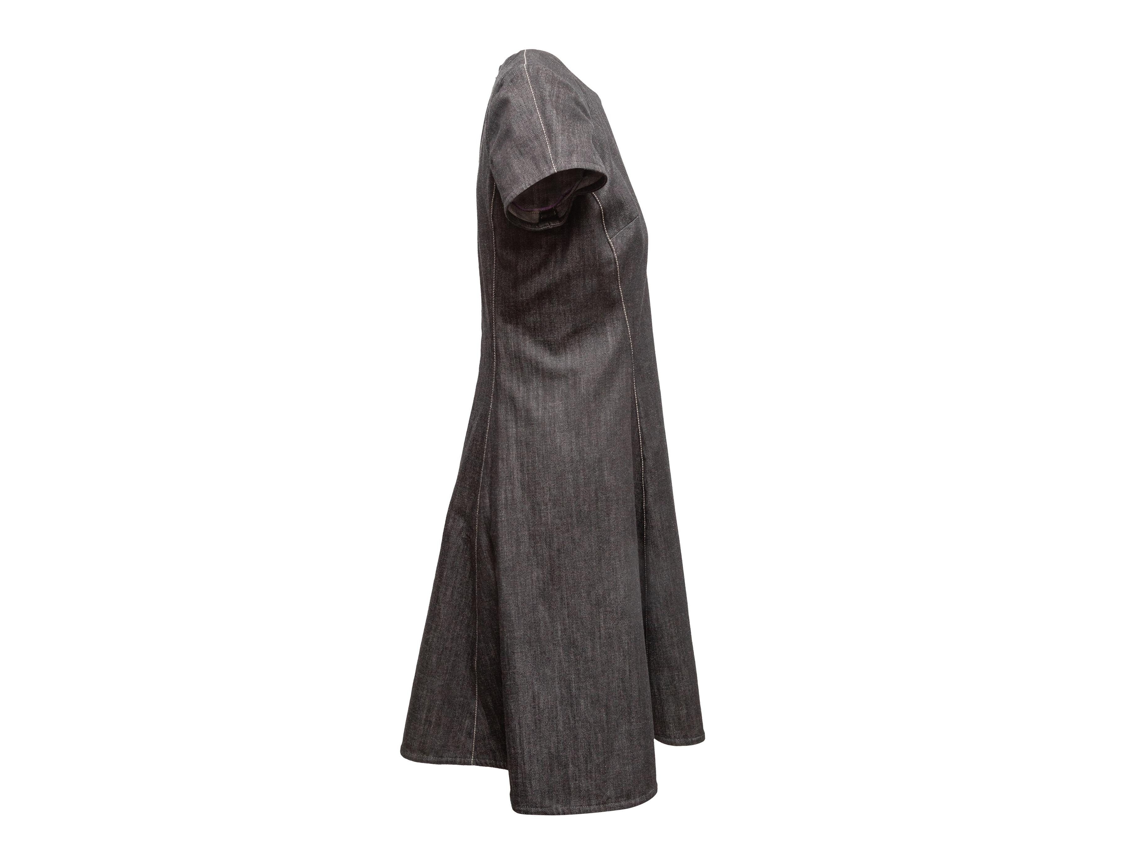 Ralph Lauren Purple Label Kurzarm-Denim-Kleid Größe US M, anthrazit (Grau) im Angebot