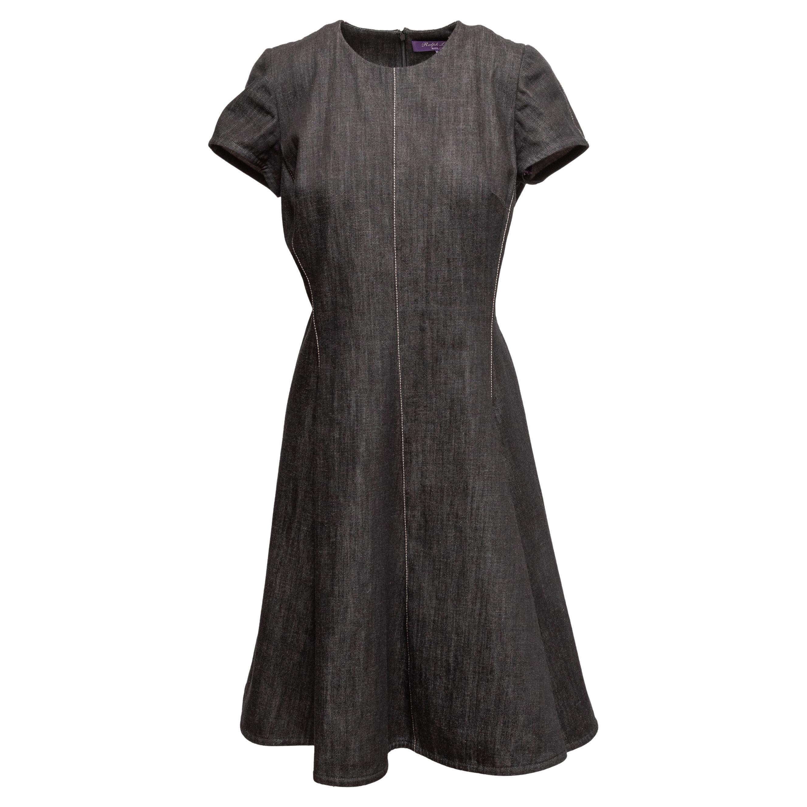 Ralph Lauren Purple Label Kurzarm-Denim-Kleid Größe US M, anthrazit im Angebot