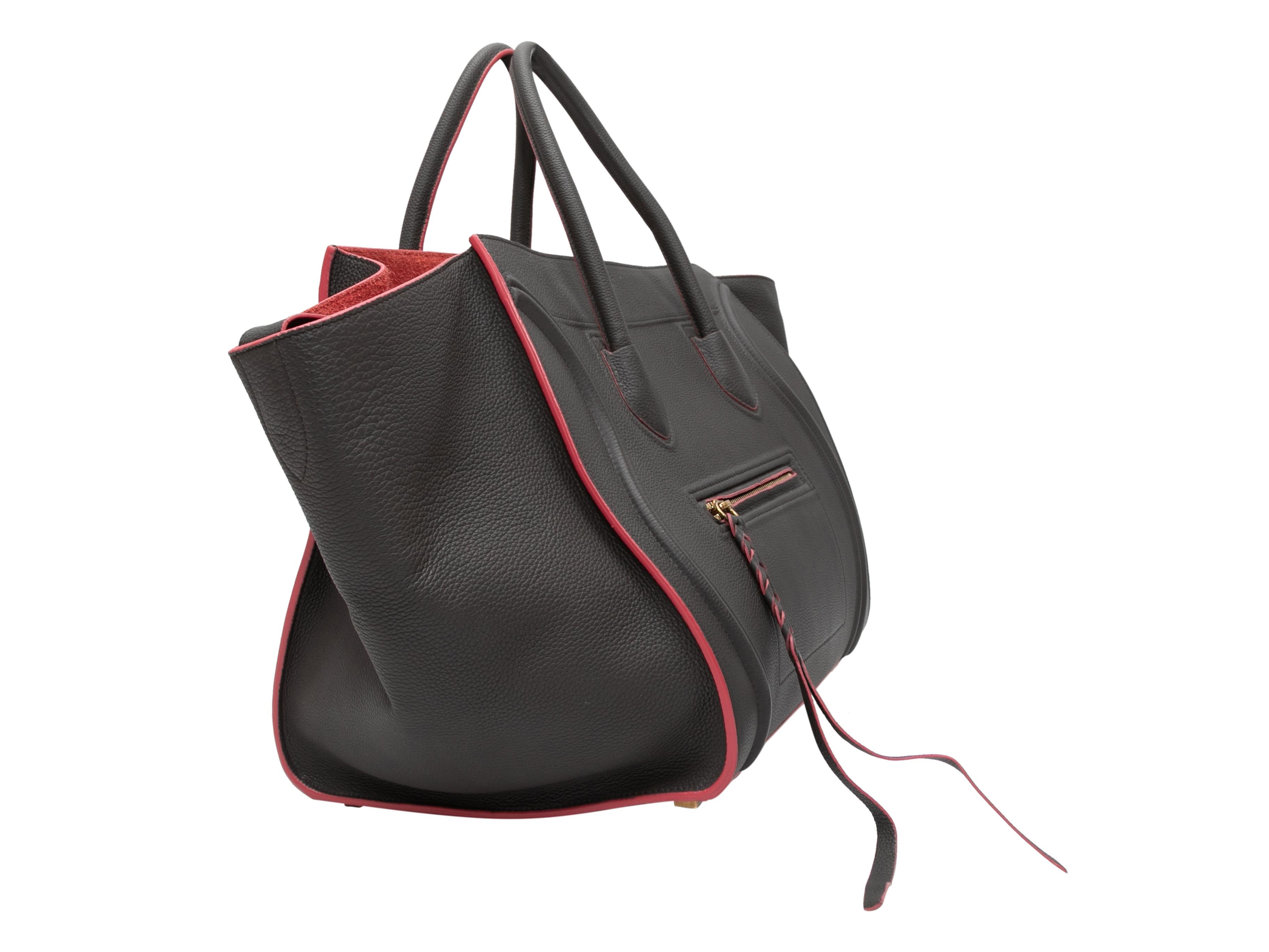 Kleine Phantom-Gepäcktasche von Celine in Holzkohle & Rot Damen im Angebot