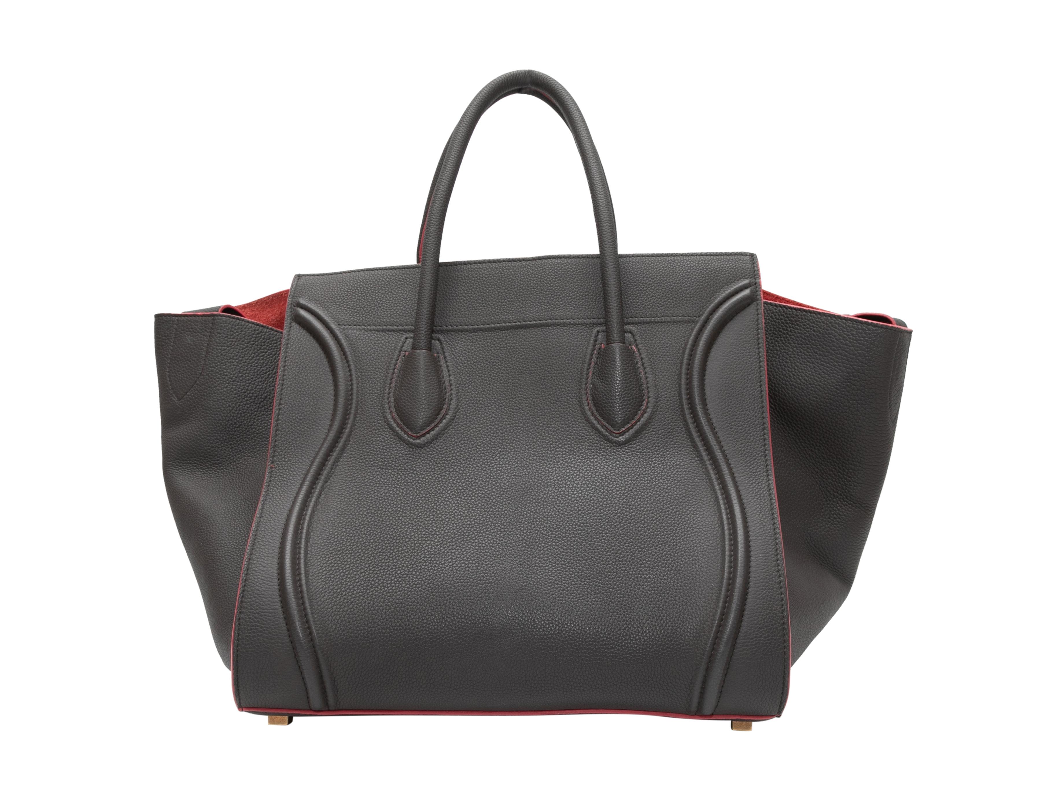 Charcoal & Red Celine Small Phantom Luggage Bag 1