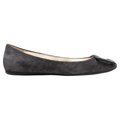 Charcoal Roger Vivier Suede Buckle Flats