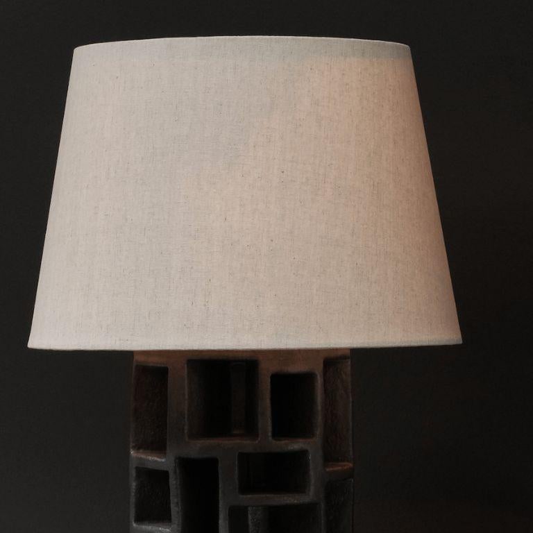 American Charcoal Sculptural Ceramic Table Lamp For Sale