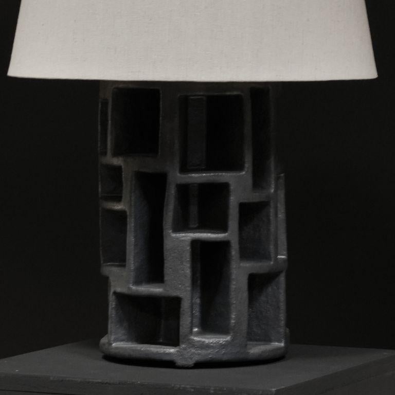 Charcoal Sculptural Ceramic Table Lamp In New Condition For Sale In Los Angeles, CA