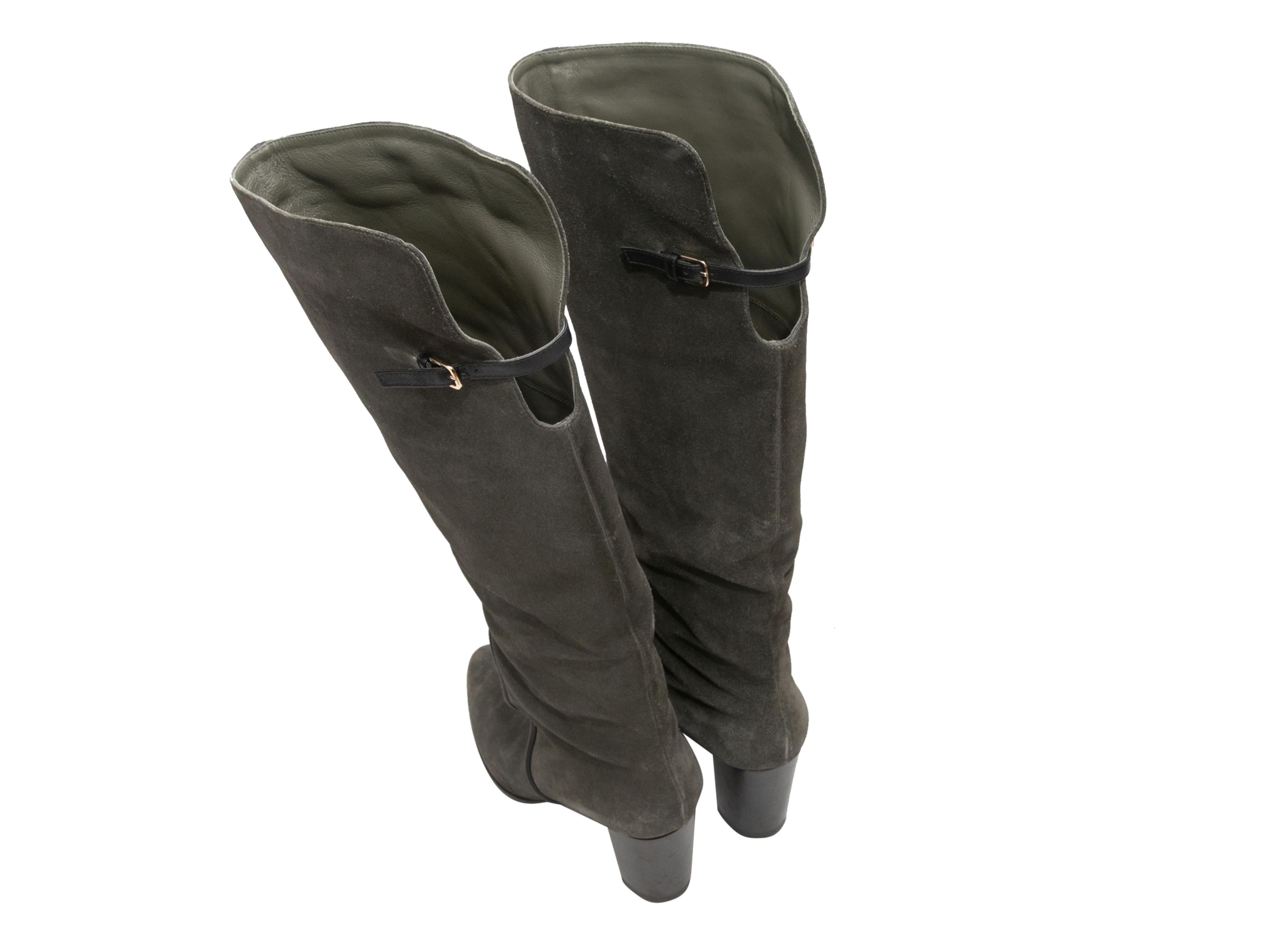 Botas hasta la rodilla con puntera de ante Sergio Rossi color carbón Talla 39 Gris en venta
