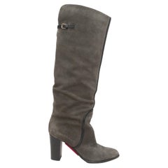 Botas hasta la rodilla con puntera de ante Sergio Rossi color carbón Talla 39