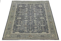 Tappeto di lana in stile Oushak moderno e color carbone e ardesia - Design/One annodato a mano