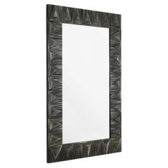 Charcoal Straw Marquetry Wall Mirror