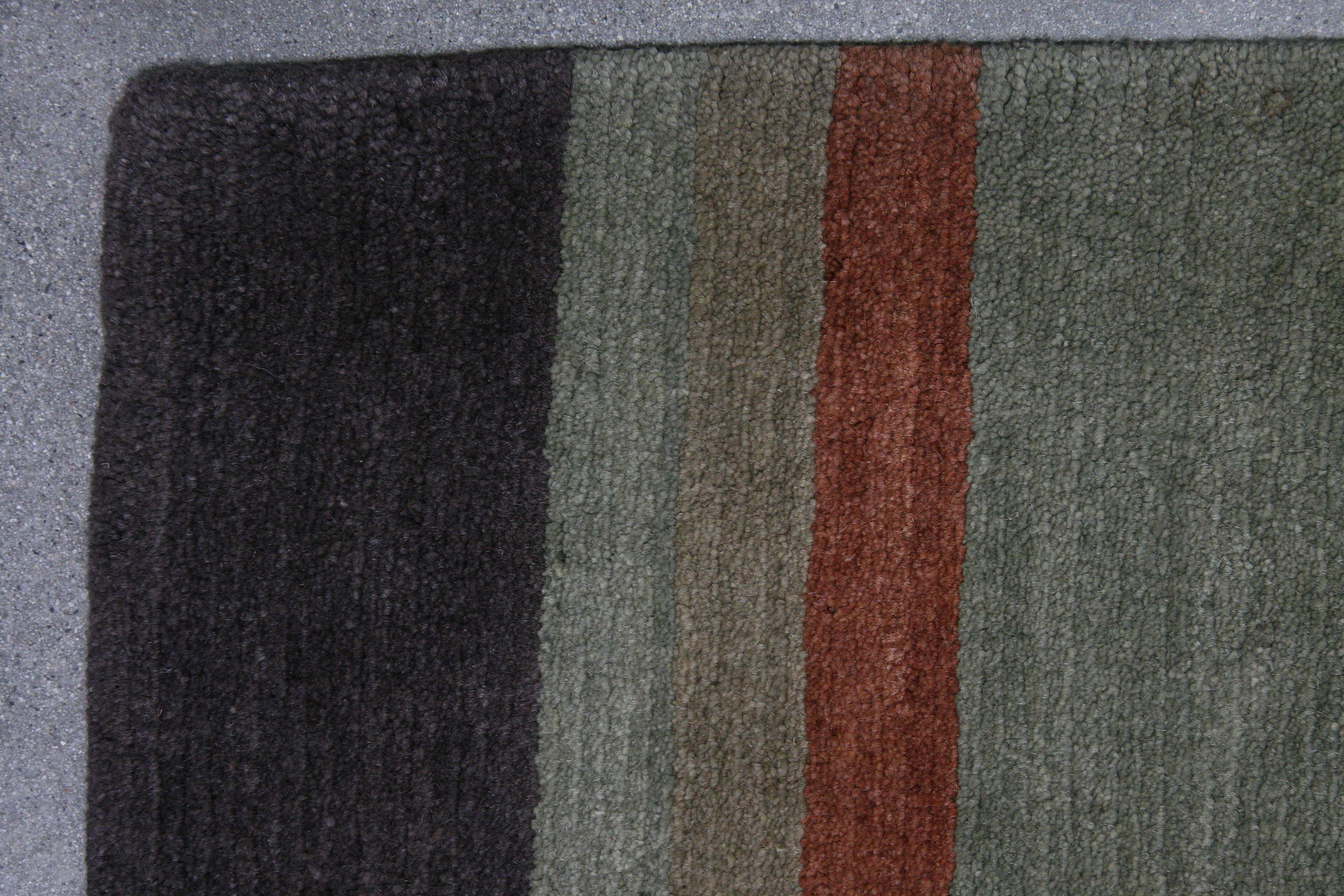 Indian Charcoal Stripe Rug For Sale