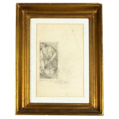 Charcoal Study, Washerwoman by River, Mello Junior, Portugal, 20th Century