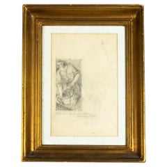 Charcoal Study, Washerwoman by River, Mello Junior, Portugal, 20th Century