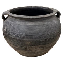 Charcoal Terracotta Weathered Medium Pot, China, 1940s