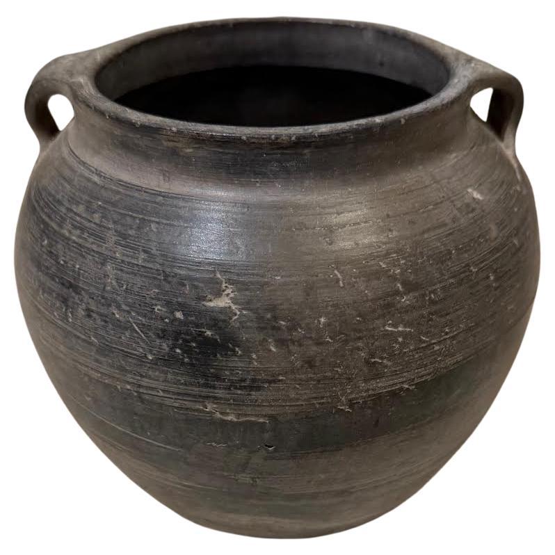 Charcoal Terracotta Weathered Small Pot, China, 1940s