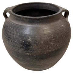 Charcoal Terracotta Weathered Small Pot, China, 1940s