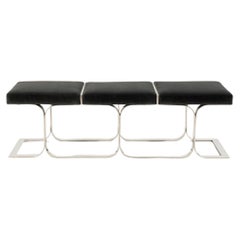 Charcoal Velvet Chrome Bench