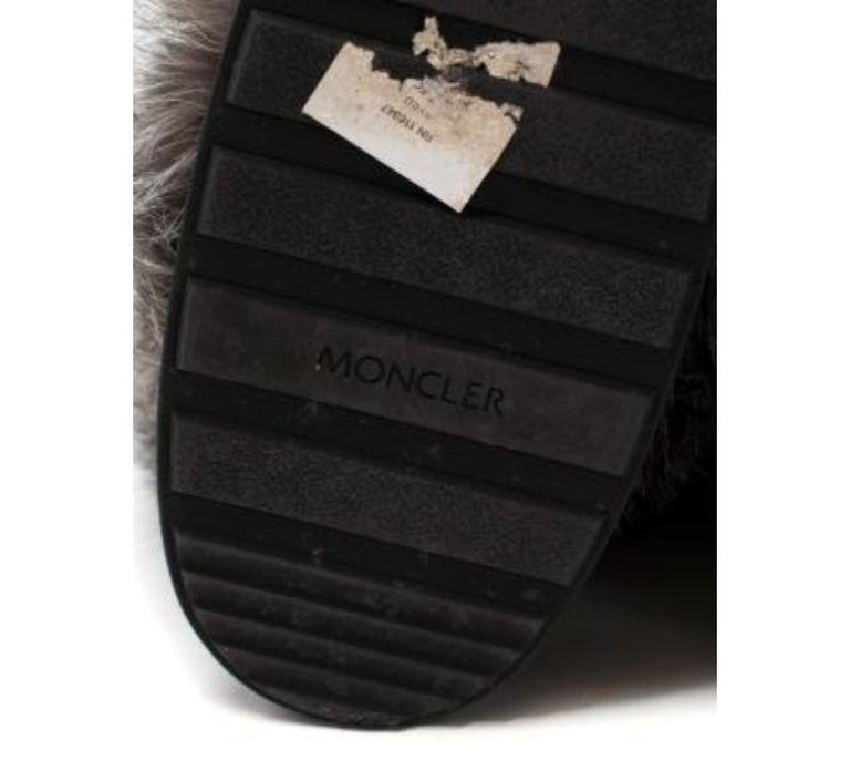 Moncler Charcoal Venus Fur-Trimmed Moon Boots at 1stDibs