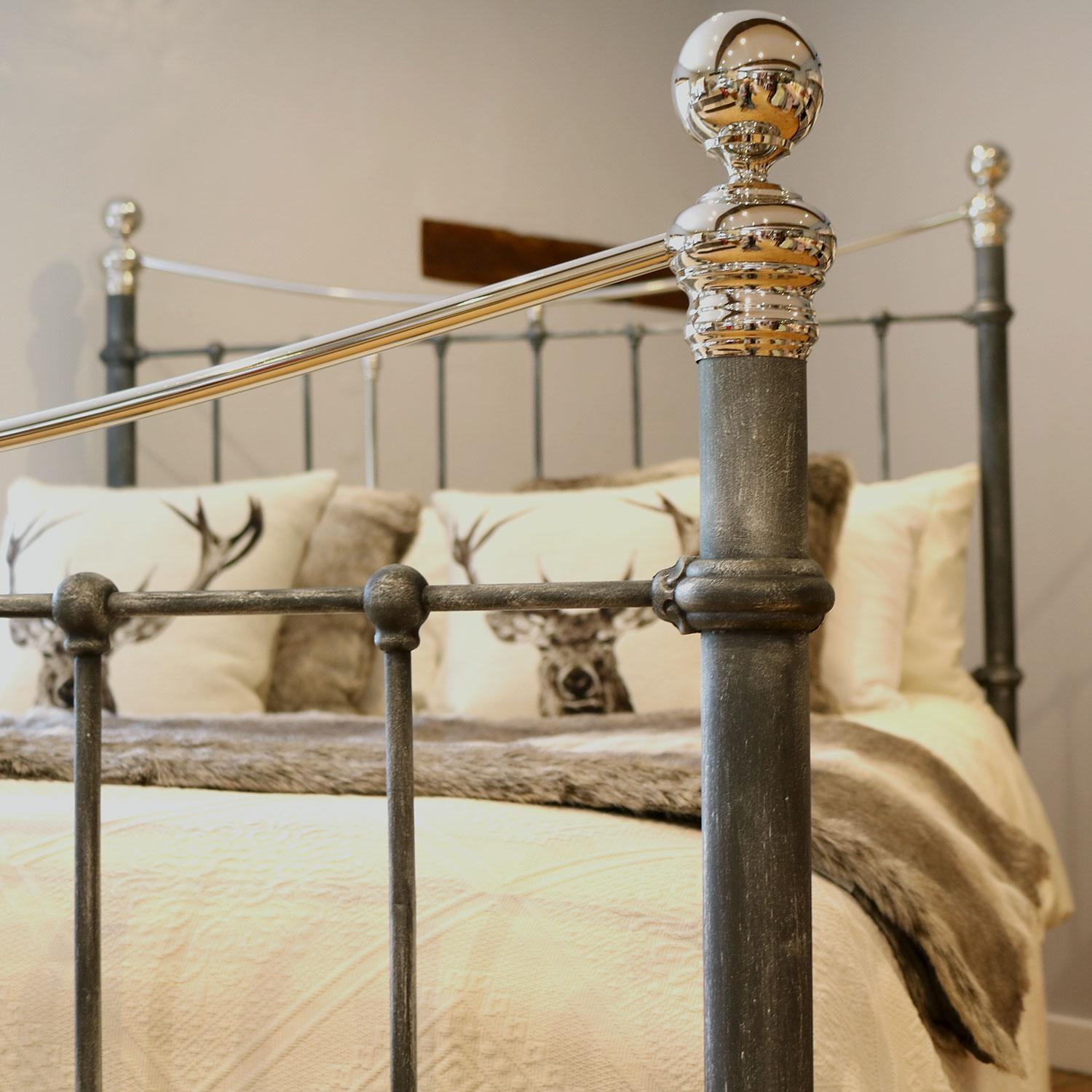 Cast Charcoal Victorian Bed with Nickel Plating MK241