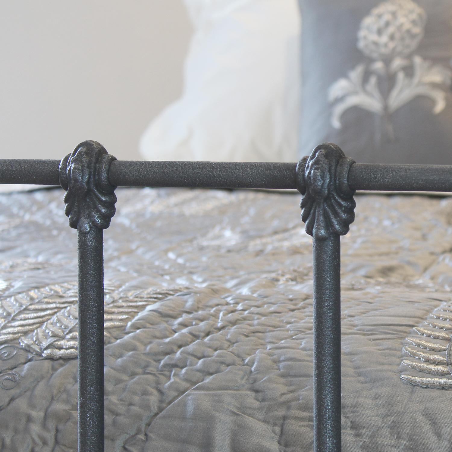 19th Century Charcoal Victorian Bed with Nickel Plating MK289
