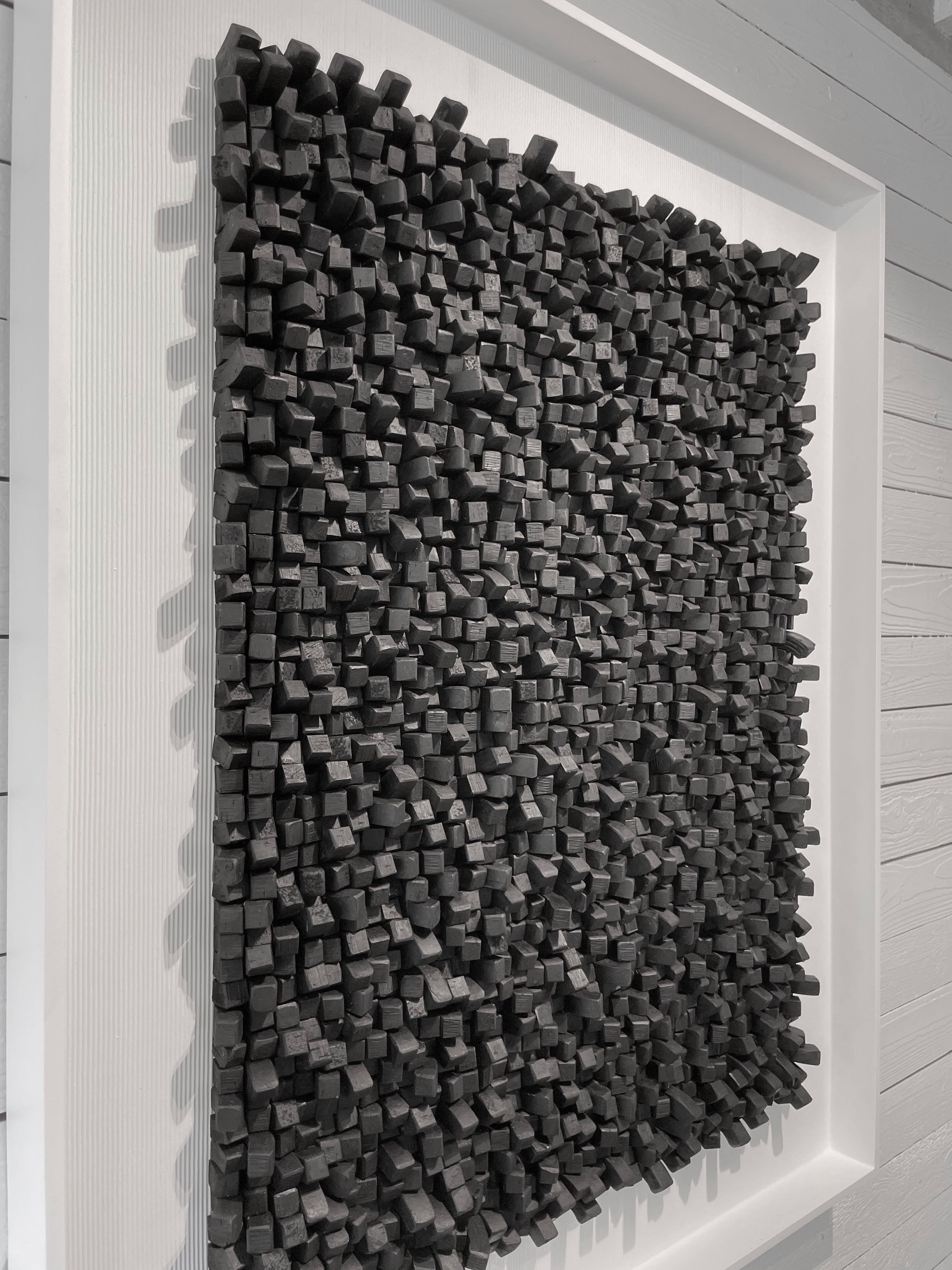 Charcoal Wall Sculpture by Belgian Artist Guy Leclef, Belgium, Contemporary In New Condition In New York, NY