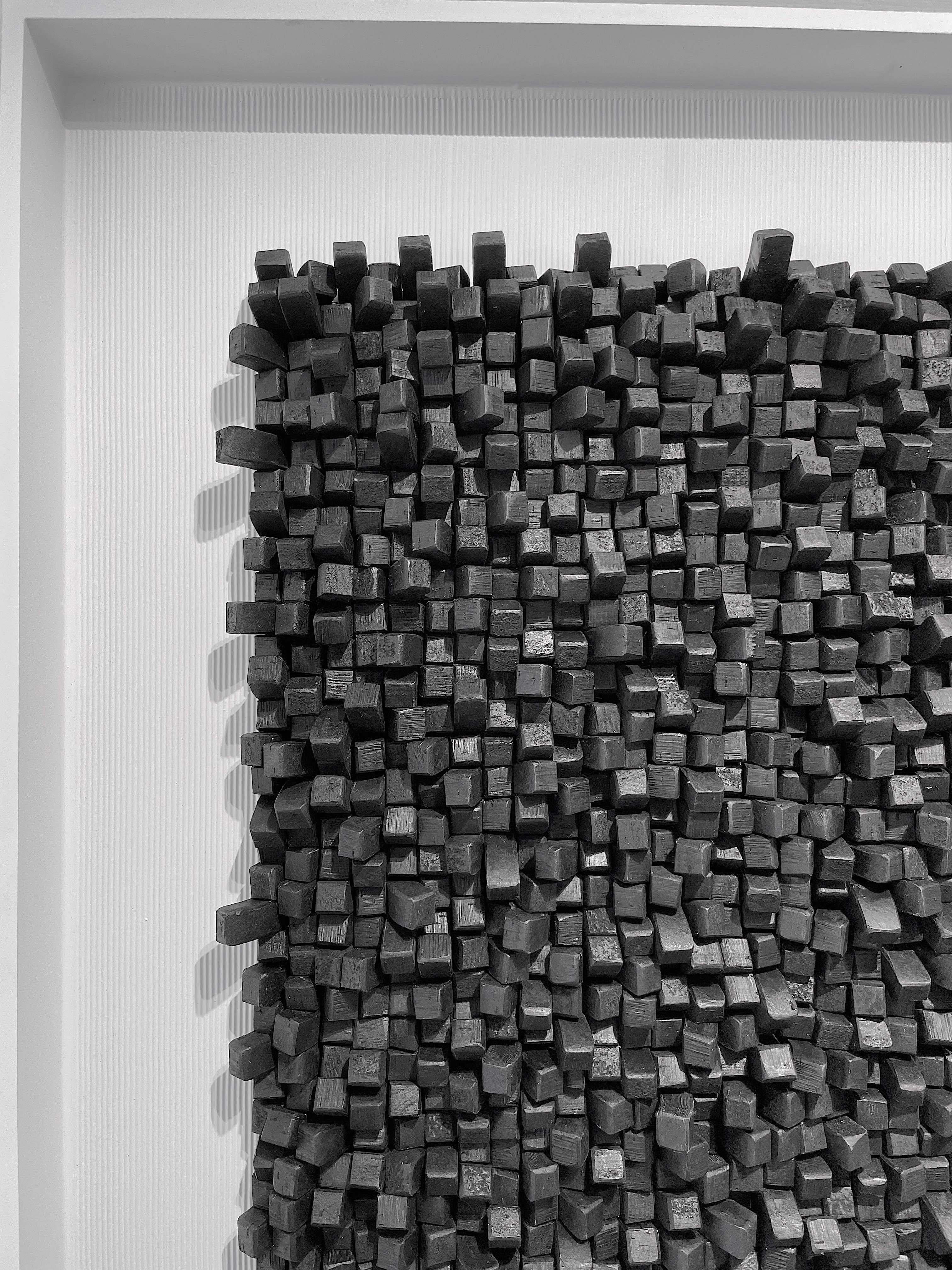 Paper Charcoal Wall Sculpture by Belgian Artist Guy Leclef, Belgium, Contemporary