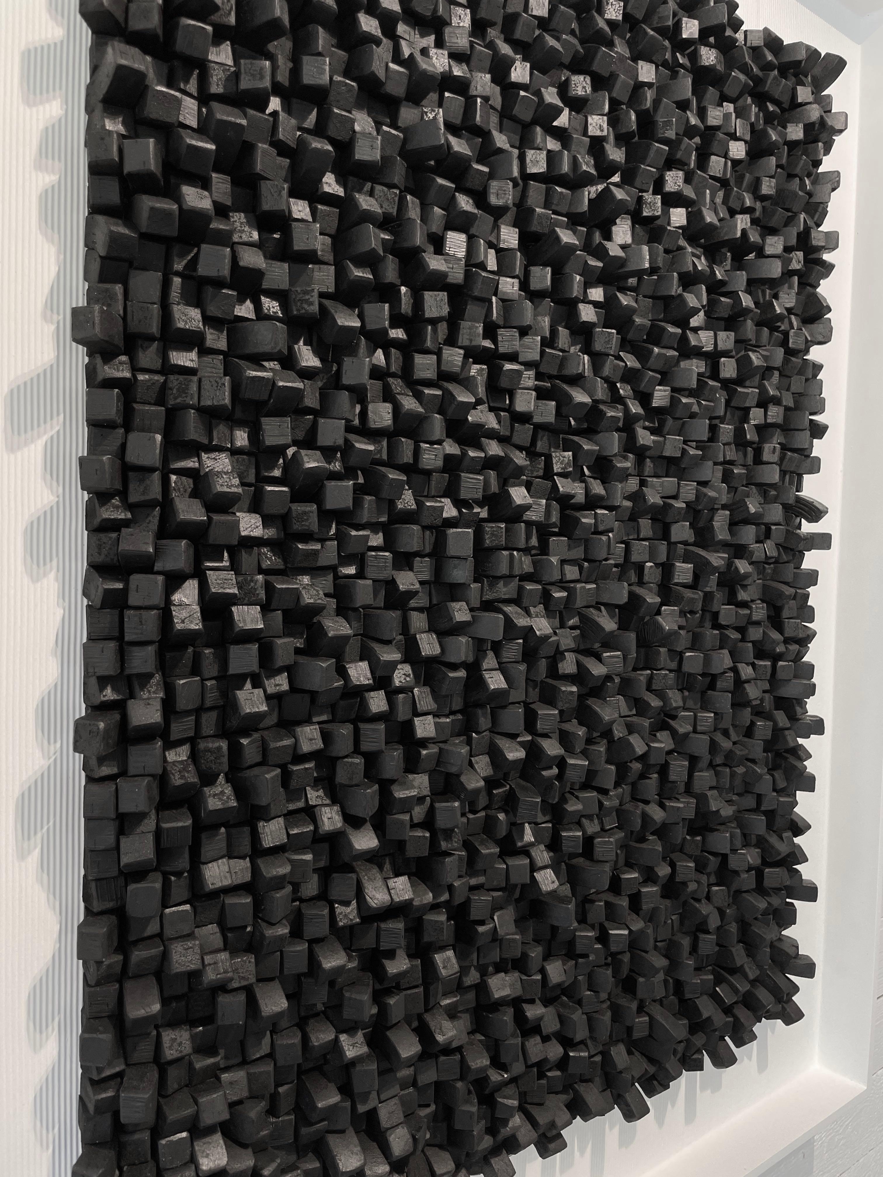 Charcoal Wall Sculpture by Belgian Artist Guy Leclef, Belgium, Contemporary 2