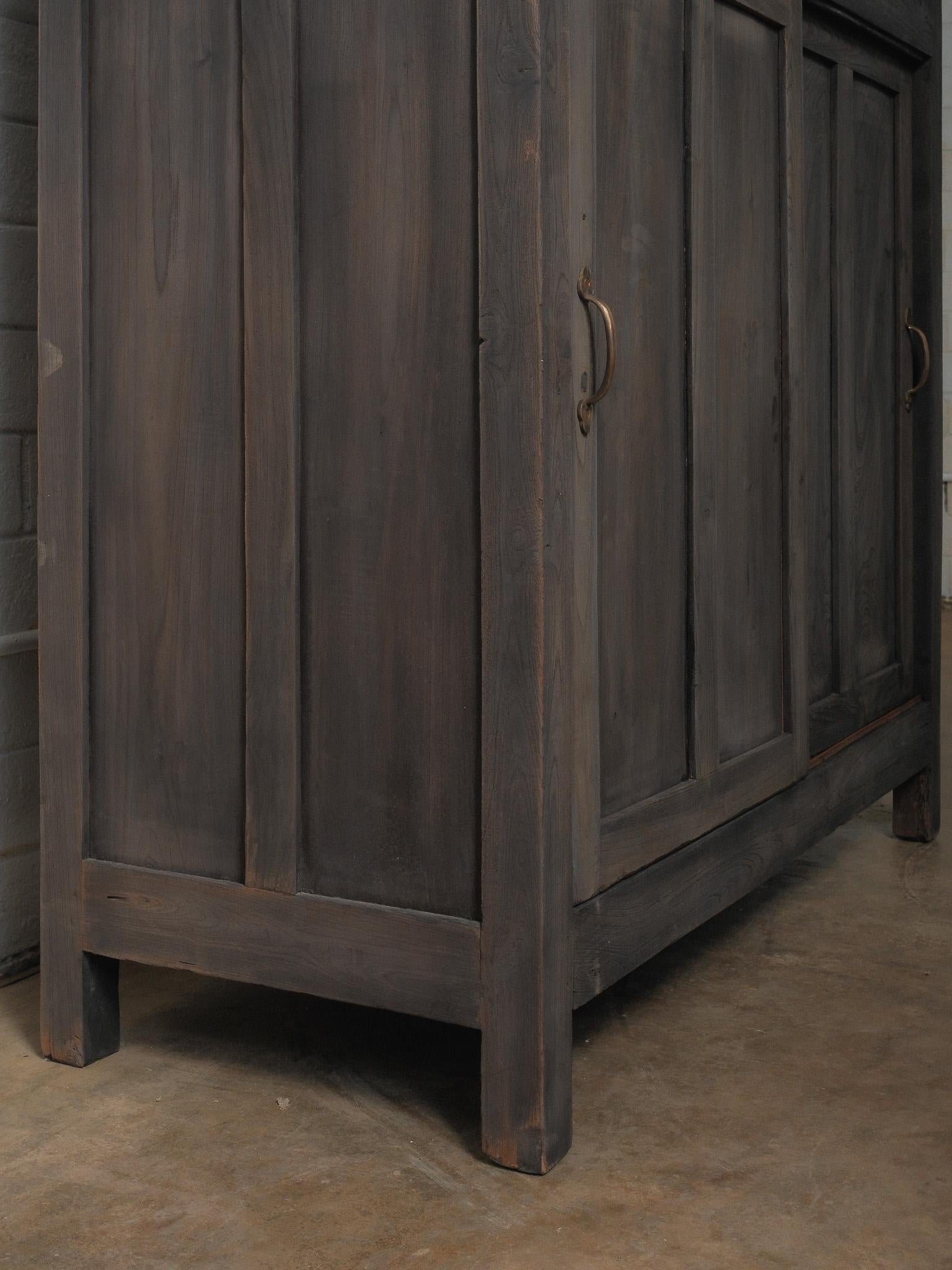 Charcoal Wood Cabinet with Glass Upper Doors im Angebot 4