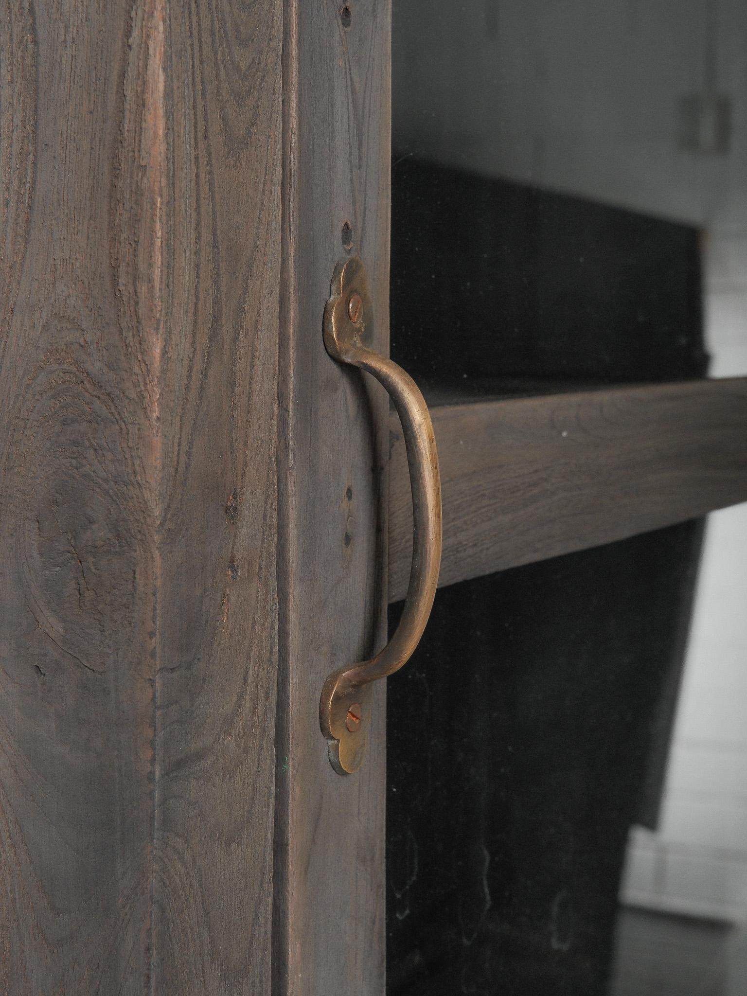 Charcoal Wood Cabinet with Glass Upper Doors im Angebot 5