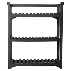 Charcoal Wooden Slatted Shelf with Open Framework