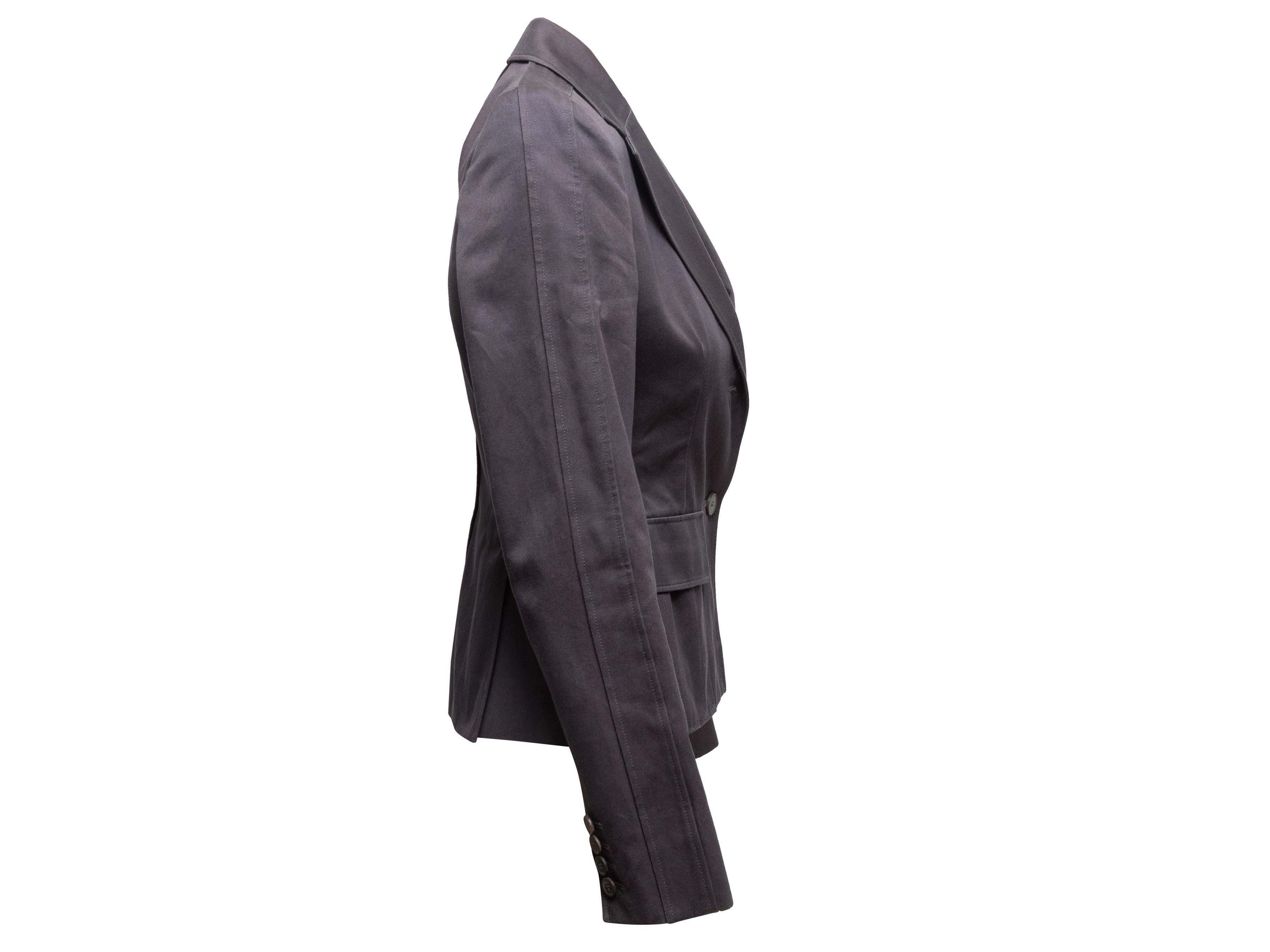 Yves Saint Laurent Baumwollblazer in Holzkohle Größe FR 36 im Zustand „Gut“ im Angebot in New York, NY