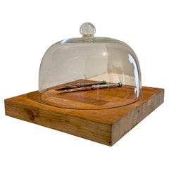 Set de charcuterie avec couvercle en verre Dome Planche en bois Couteau et fourchette