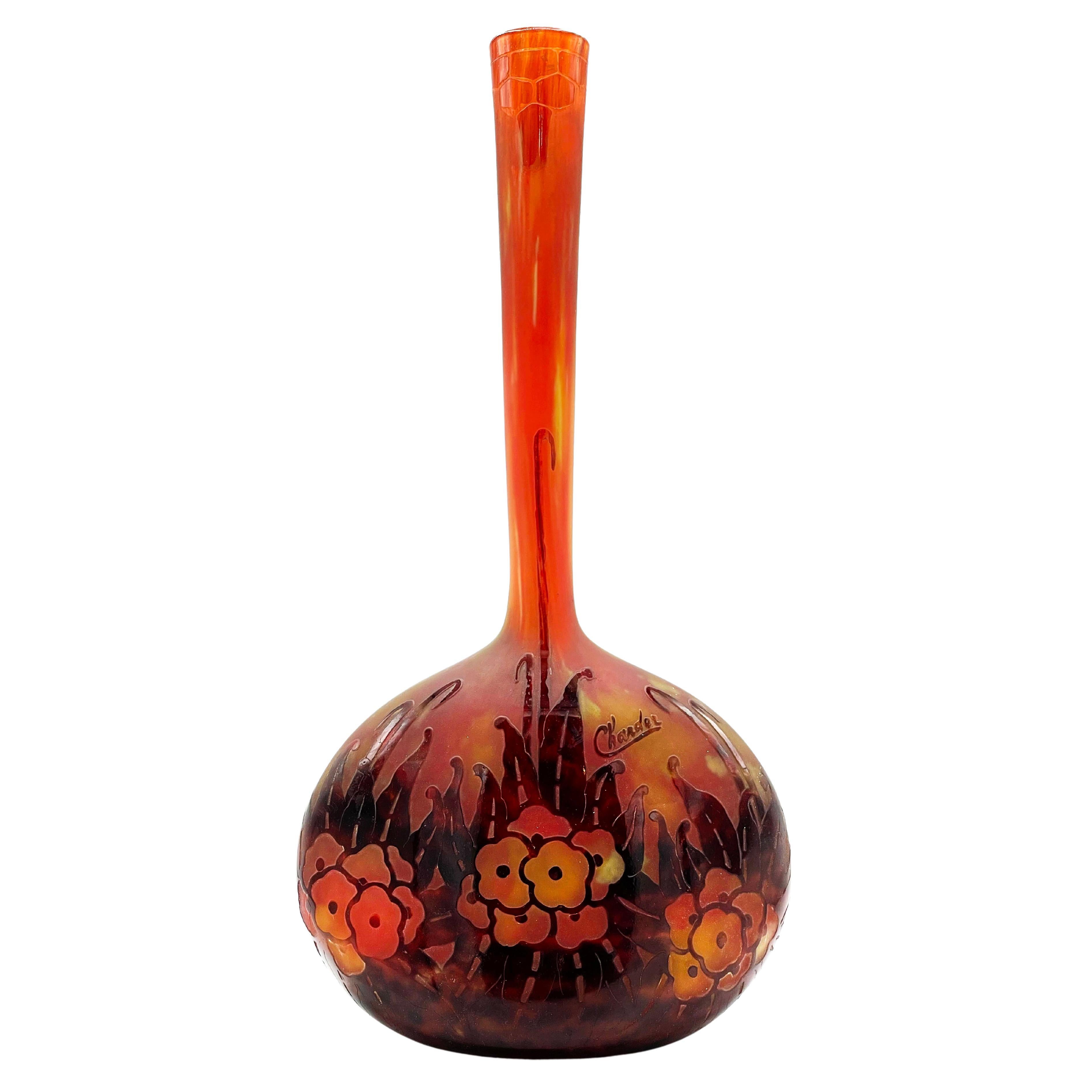 Charder Art Deco French Overlay Glass Vase