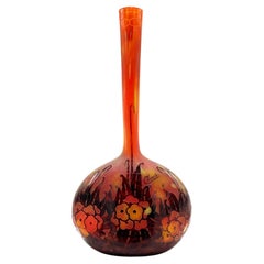 Antique Charder Art Deco French Overlay Glass Vase