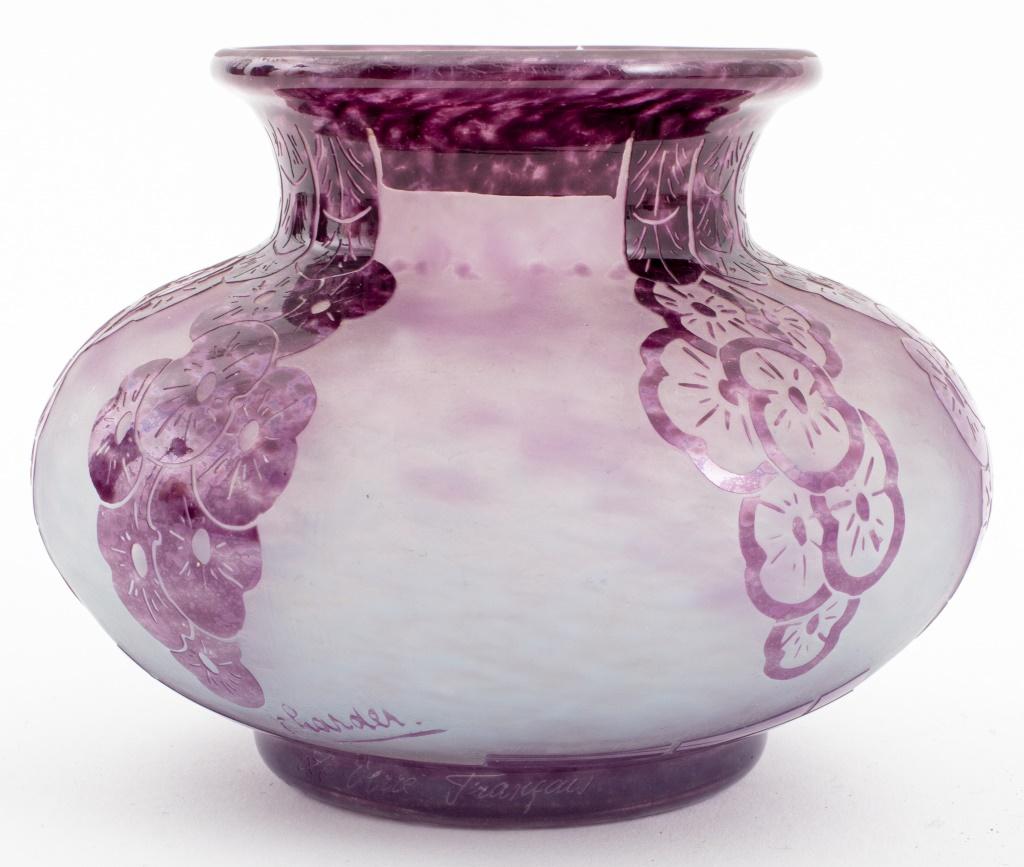 Art déco Charder Le Verre Francais  Vase en verre Art Déco en vente