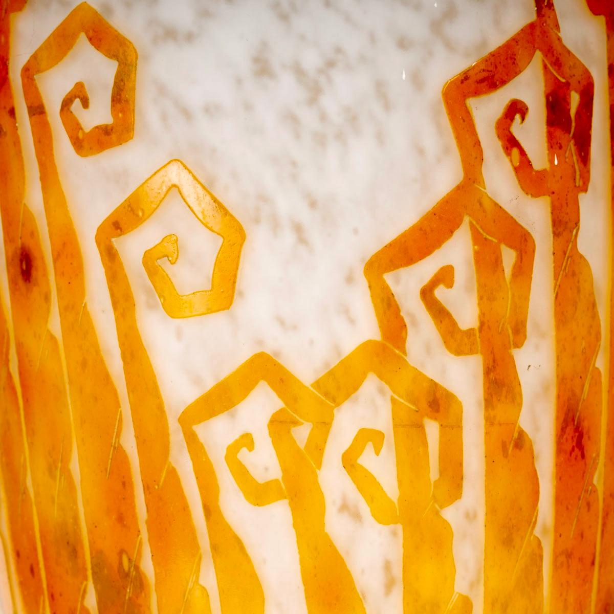 Art Déco Charder Le Verre Français -  Vaso Fougeres Ferns Cameo Glass in vendita