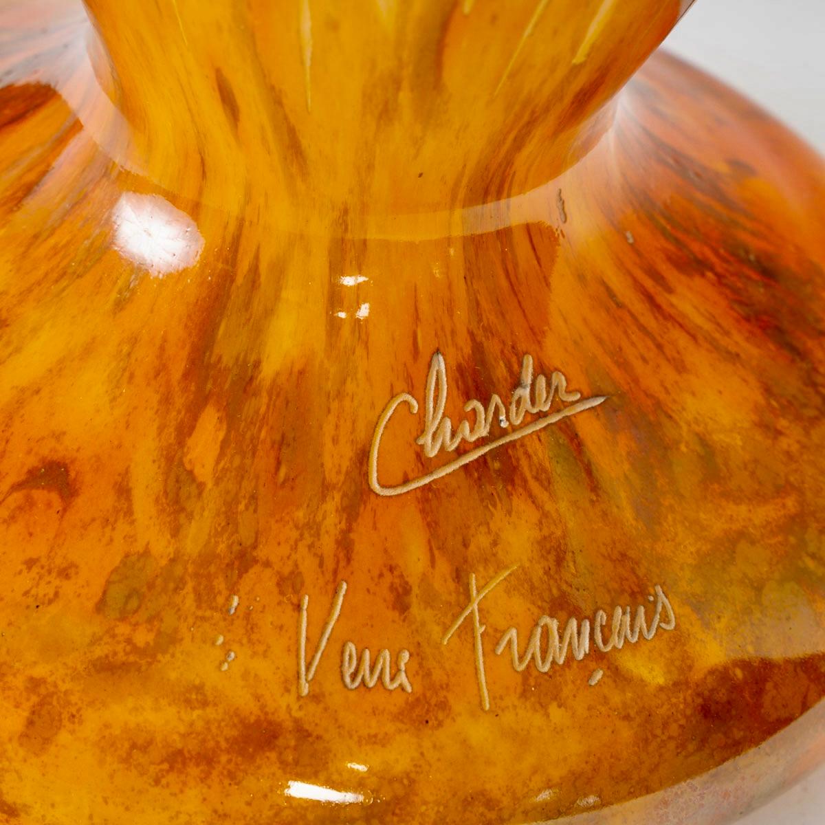 Charder Le Verre Français -  Vaso Fougeres Ferns Cameo Glass In condizioni buone in vendita a Boulogne Billancourt, FR