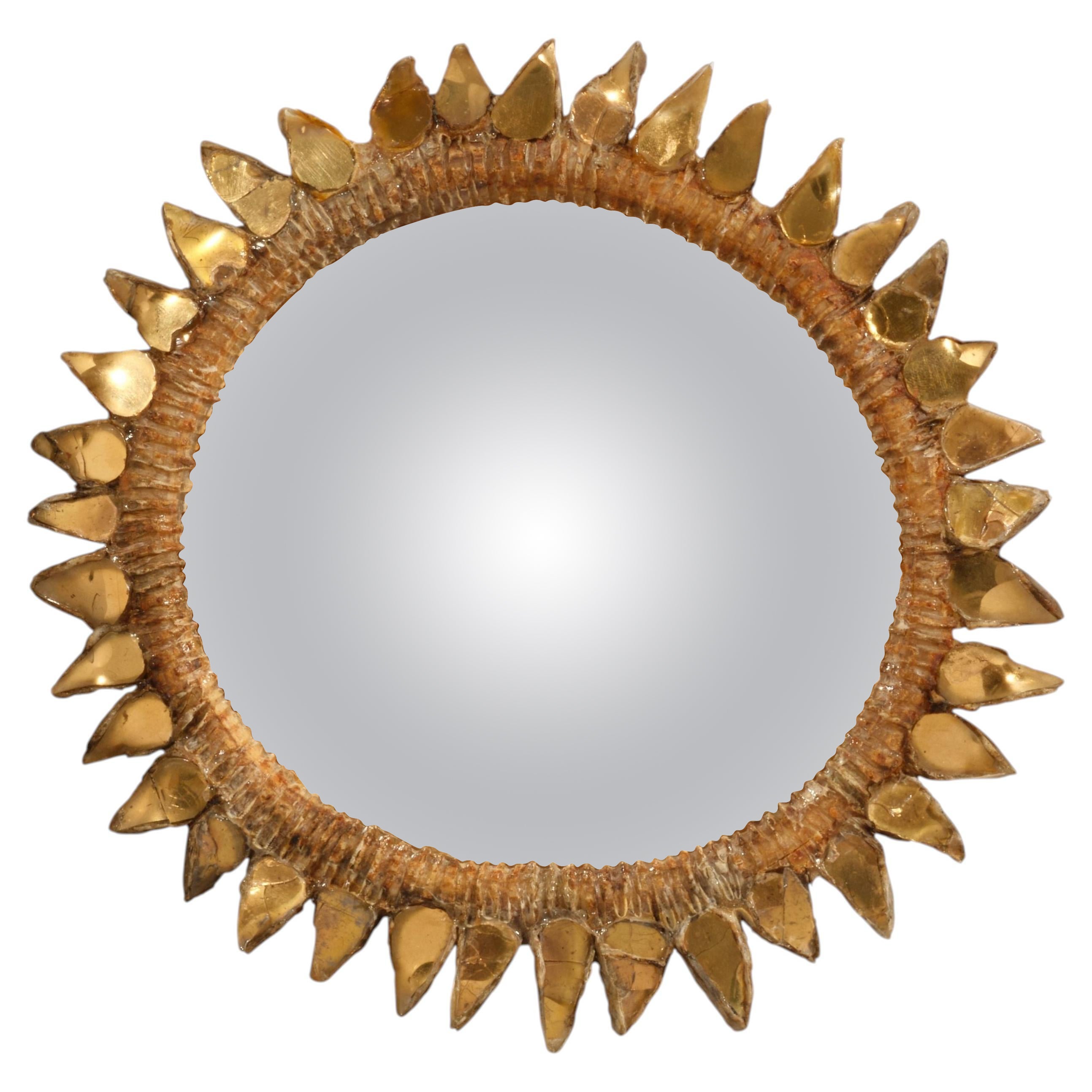 Chardon Mirrored Glass and Talosel Resin Convex Artistic Mirror by Line Vautrin