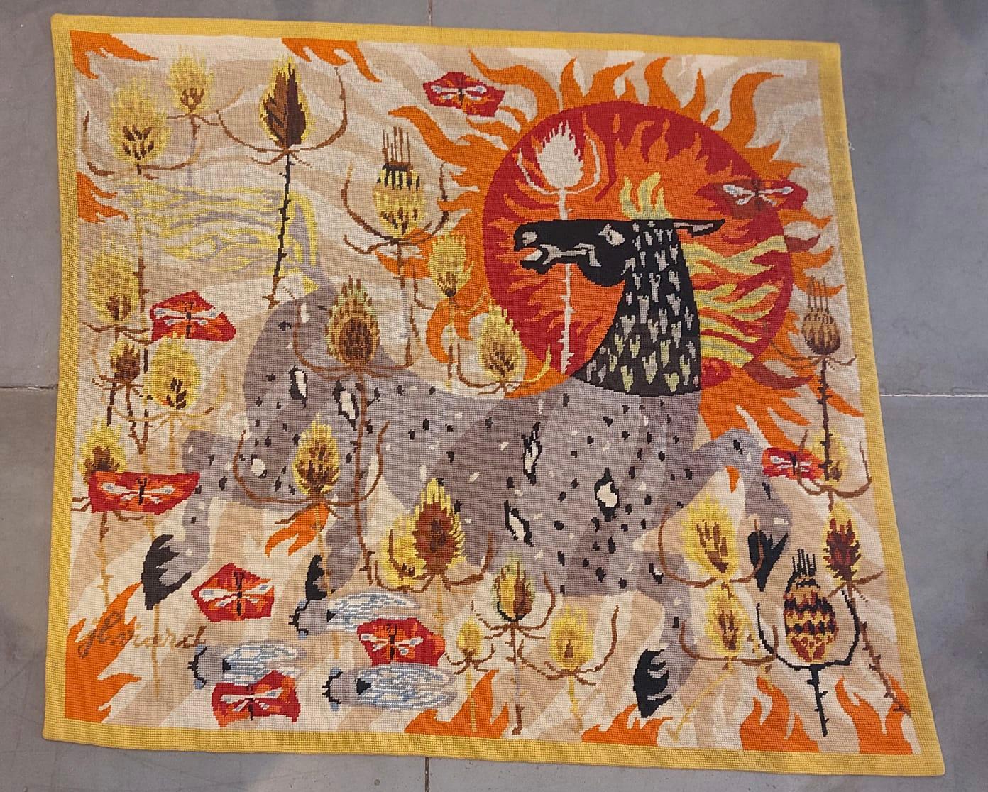 Wool “Chardons de Camargue” or “Sun on thistles” Signed Jean Louis Viard For Sale