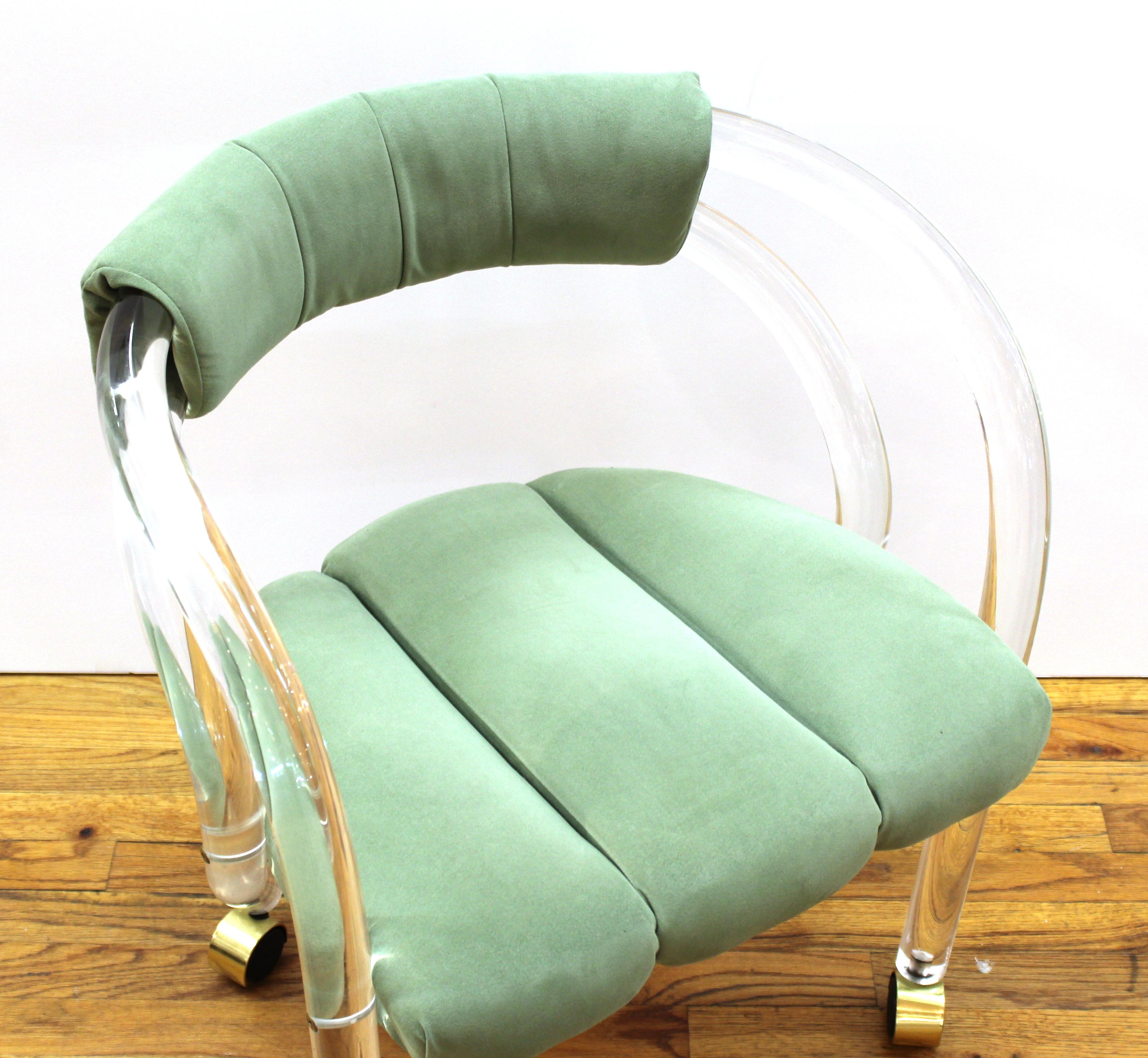 Chares Hollis Jones Modern Lucite Armchairs on Casters In Good Condition In New York, NY