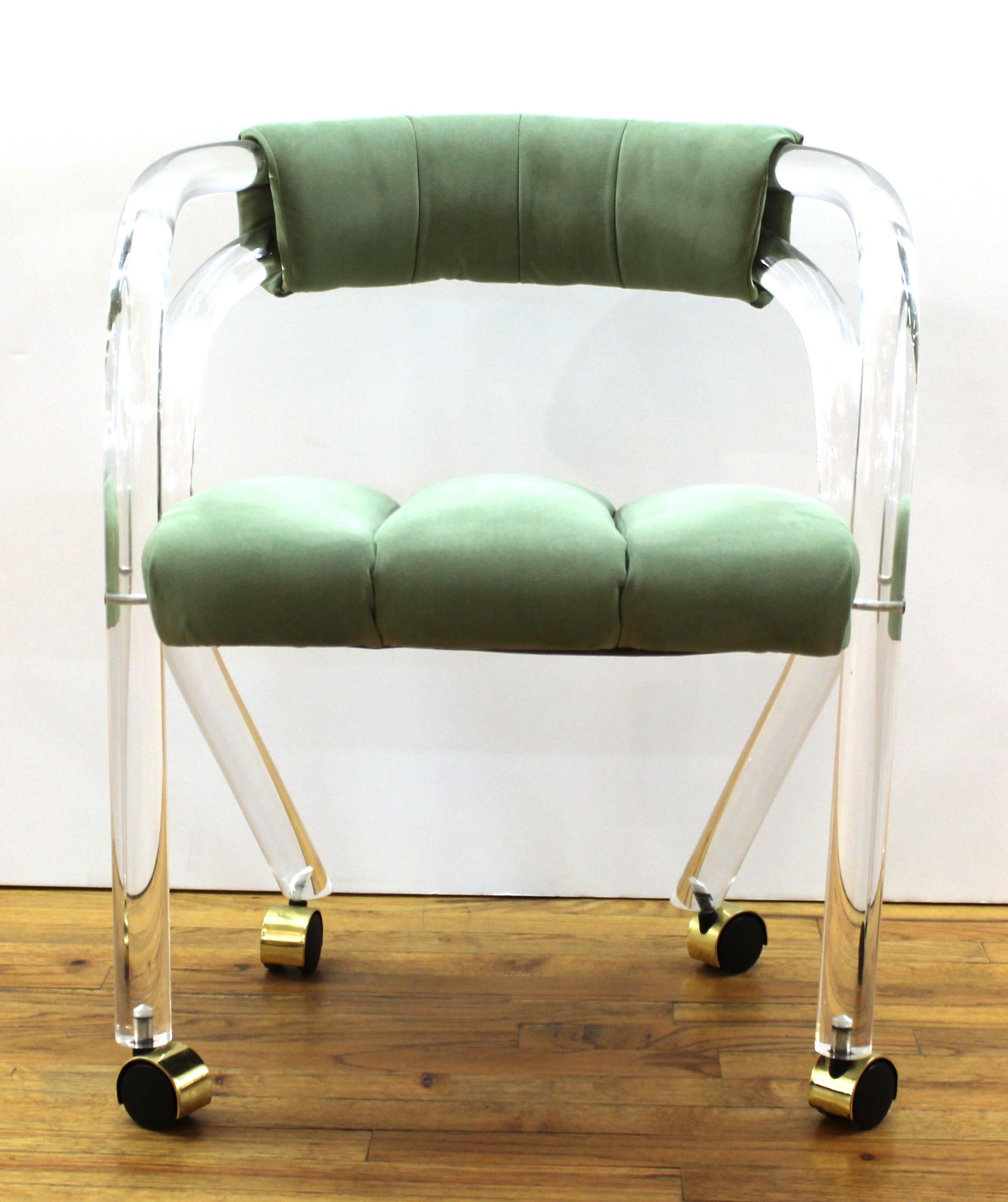 Late 20th Century Chares Hollis Jones Modern Lucite Armchairs on Casters