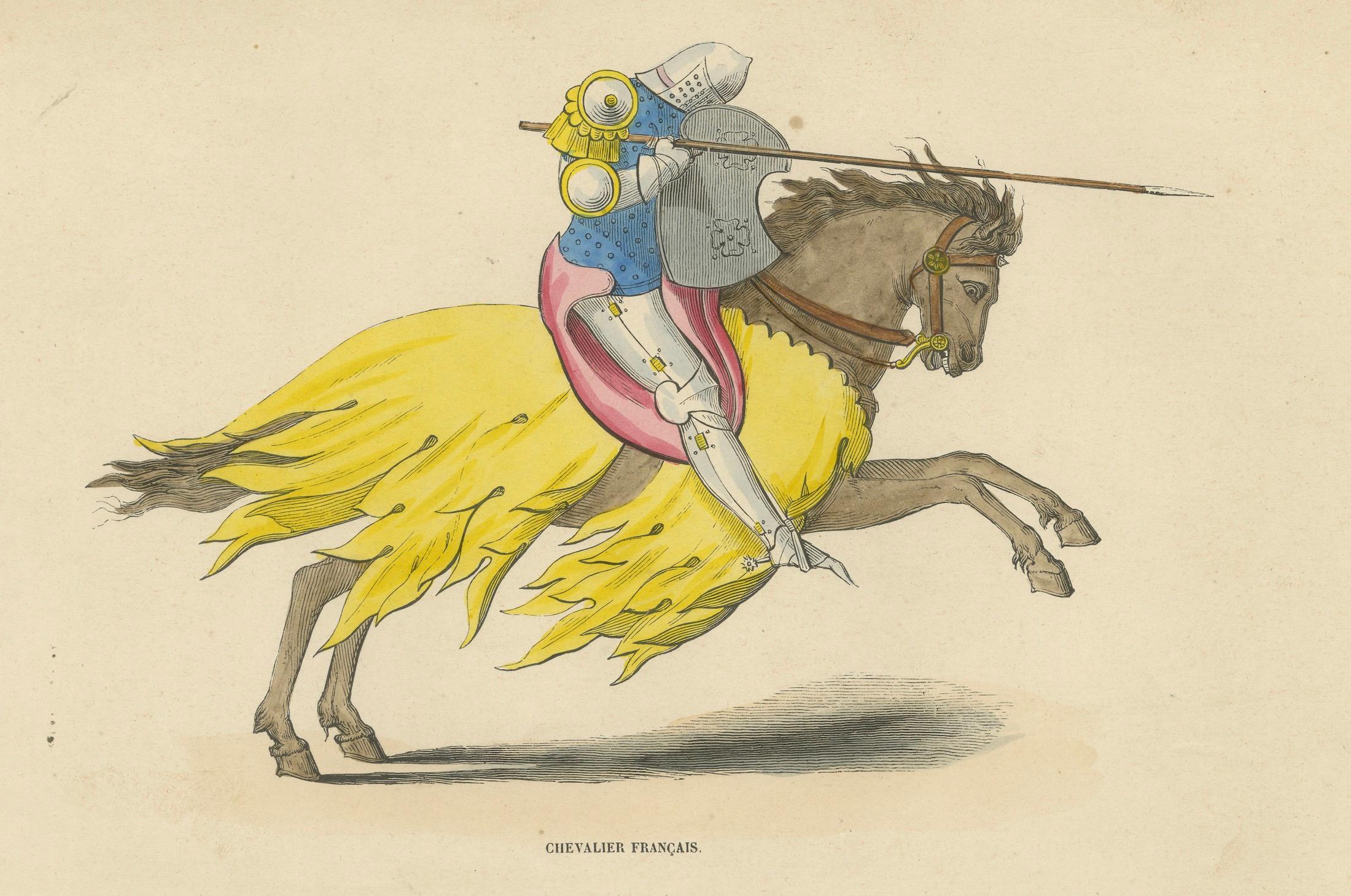 Paper Charge of Valor: The Medieval French Knight, 1847 For Sale