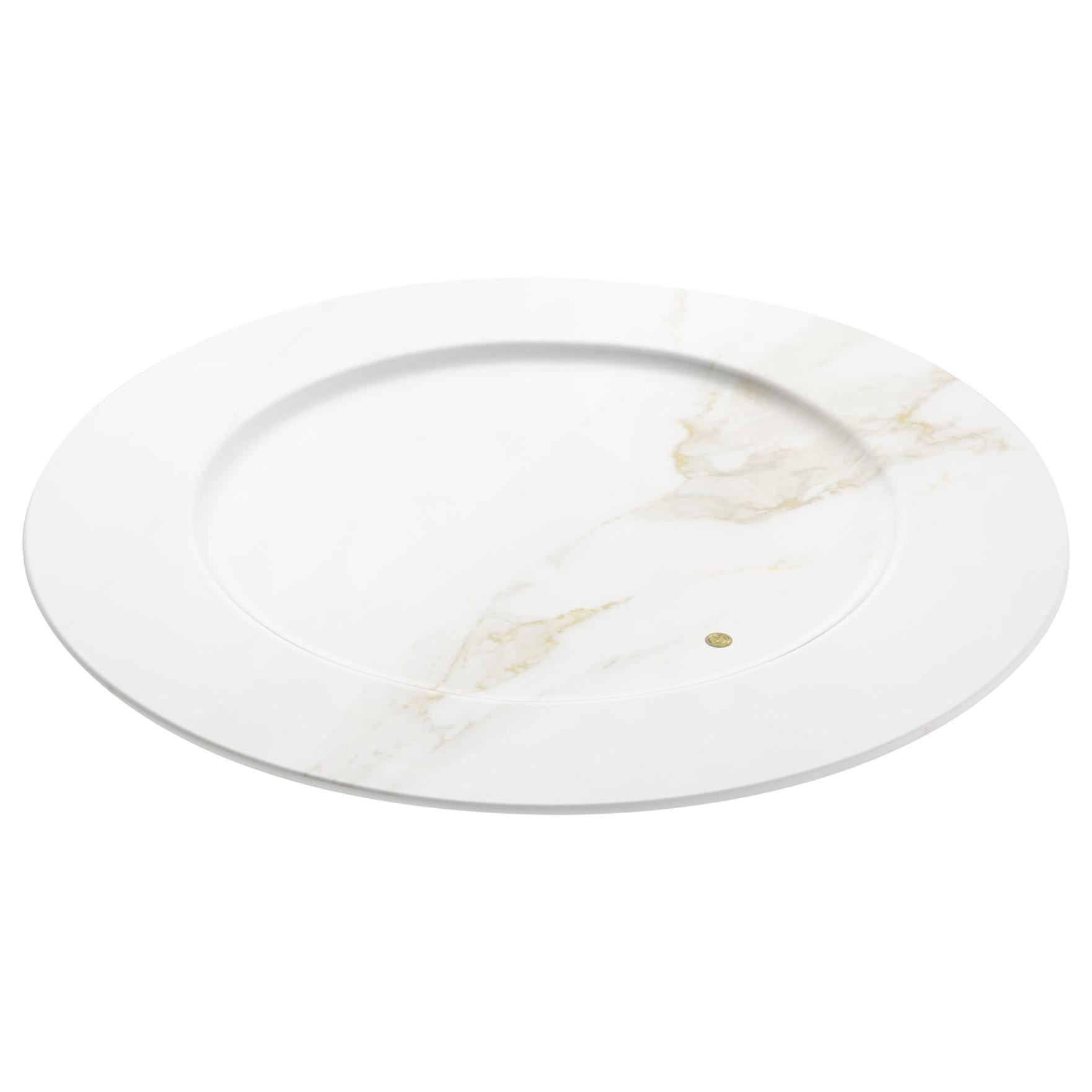 Charger Plate Platters Serveware White Calacatta Marble Collectible Design Italy