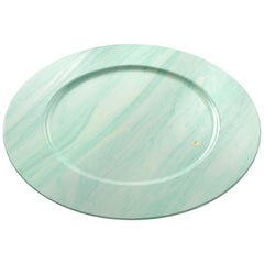 Charger Plate Platter Serveware Solid Green Quartzite Marble Hand-carved Italy