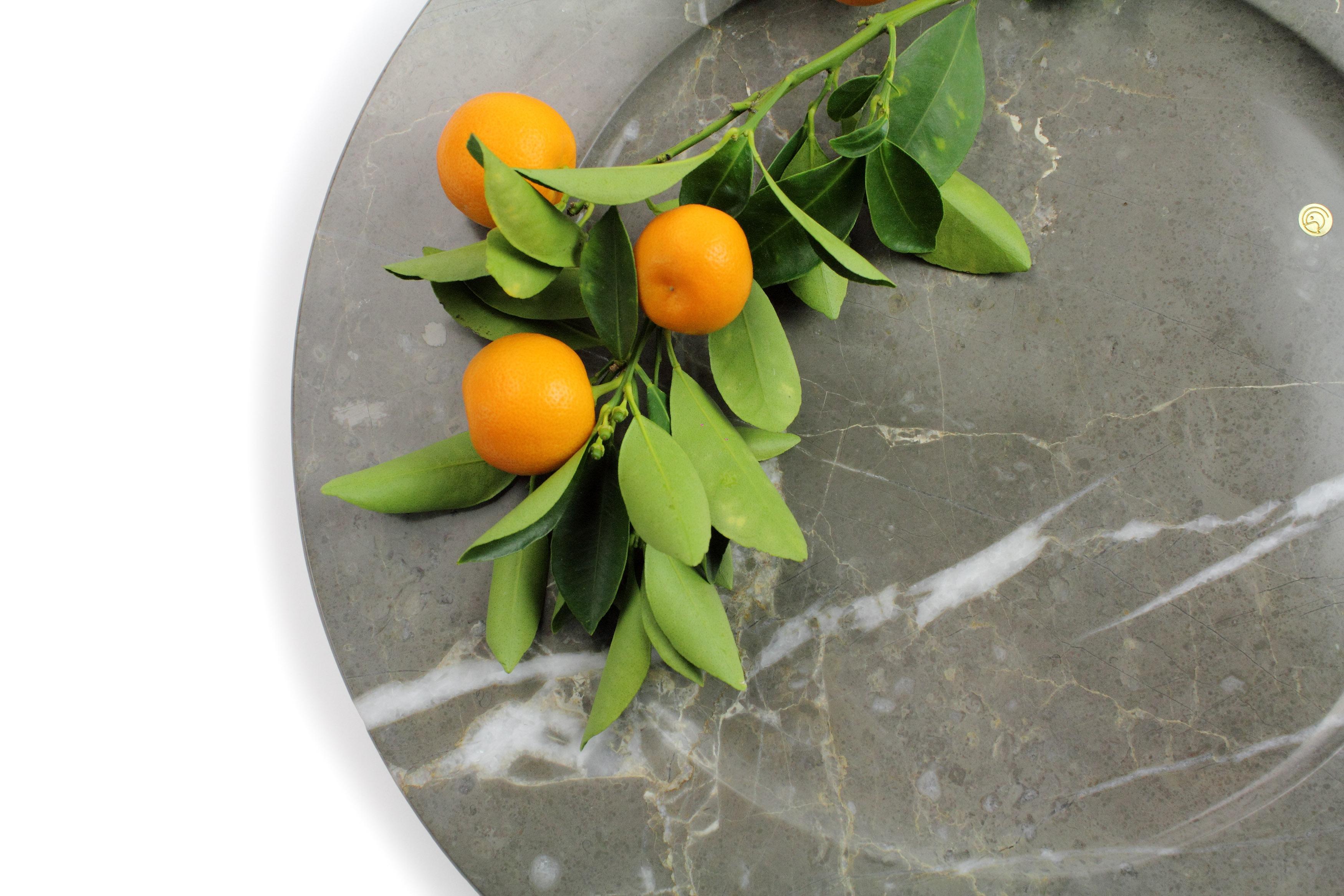 Charger Plate Platters Serveware Grey Marble Handmade Italy Collectible Design For Sale 5