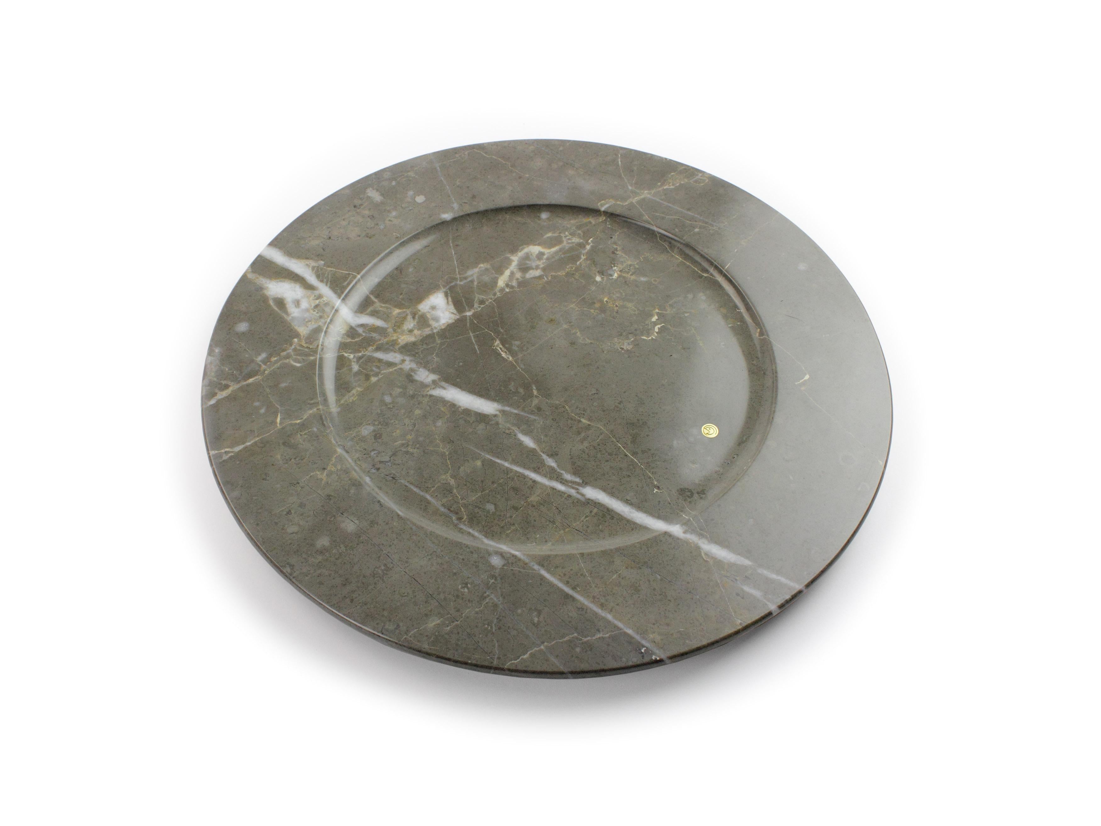 Charger Plate Platters Serveware Grey Marble Handmade Italy Collectible Design For Sale 8