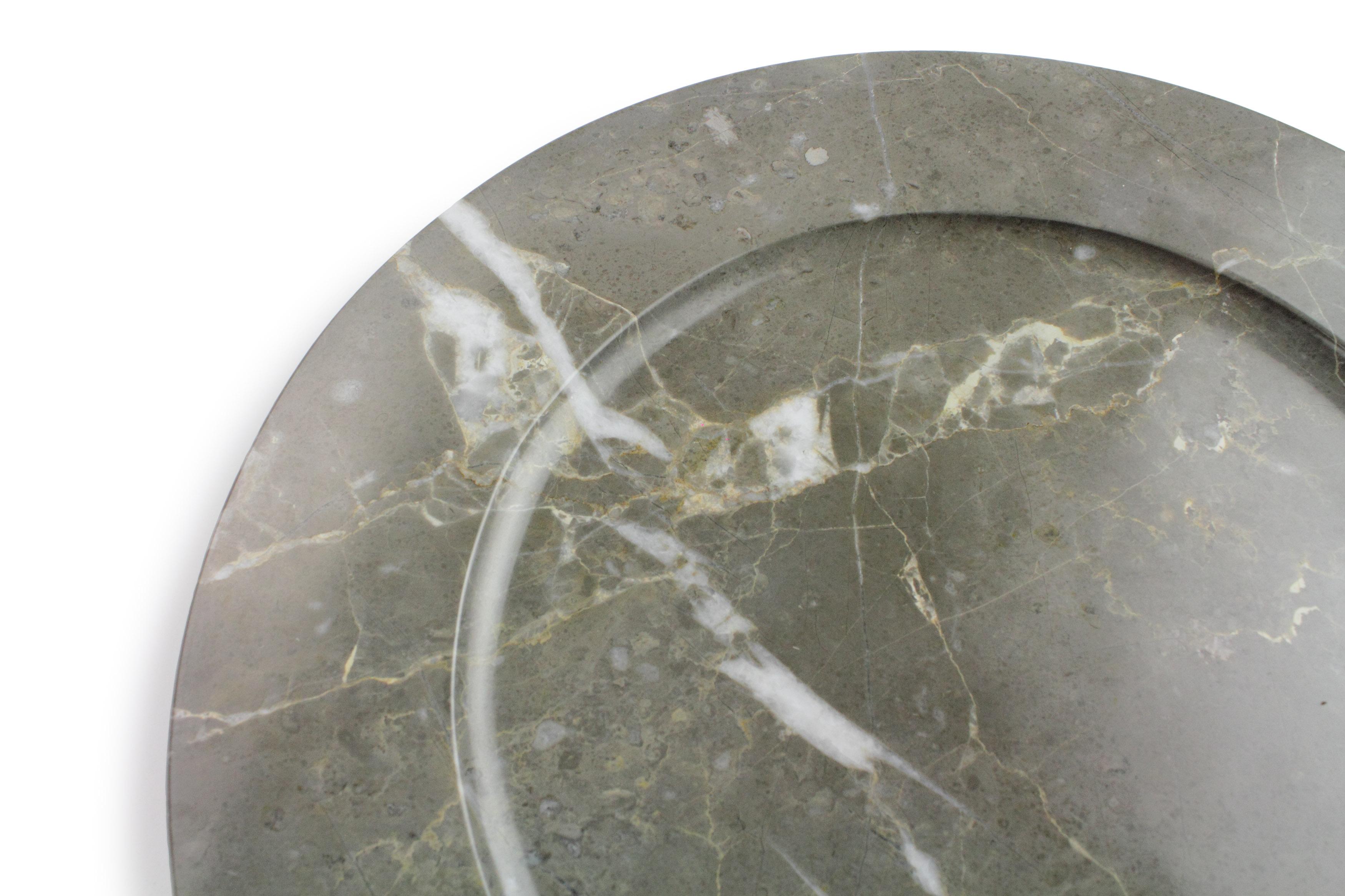 Charger Plate Platters Serveware Grey Marble Handmade Italy Collectible Design For Sale 10